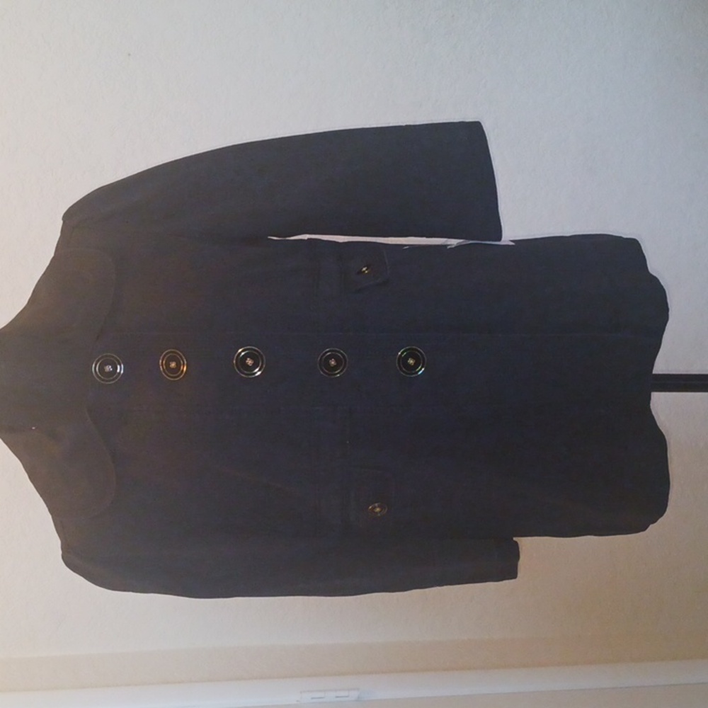 NWT Juicy Couture Black Pea Coat with Gold Buttons 3/4 Sleeve Size XL